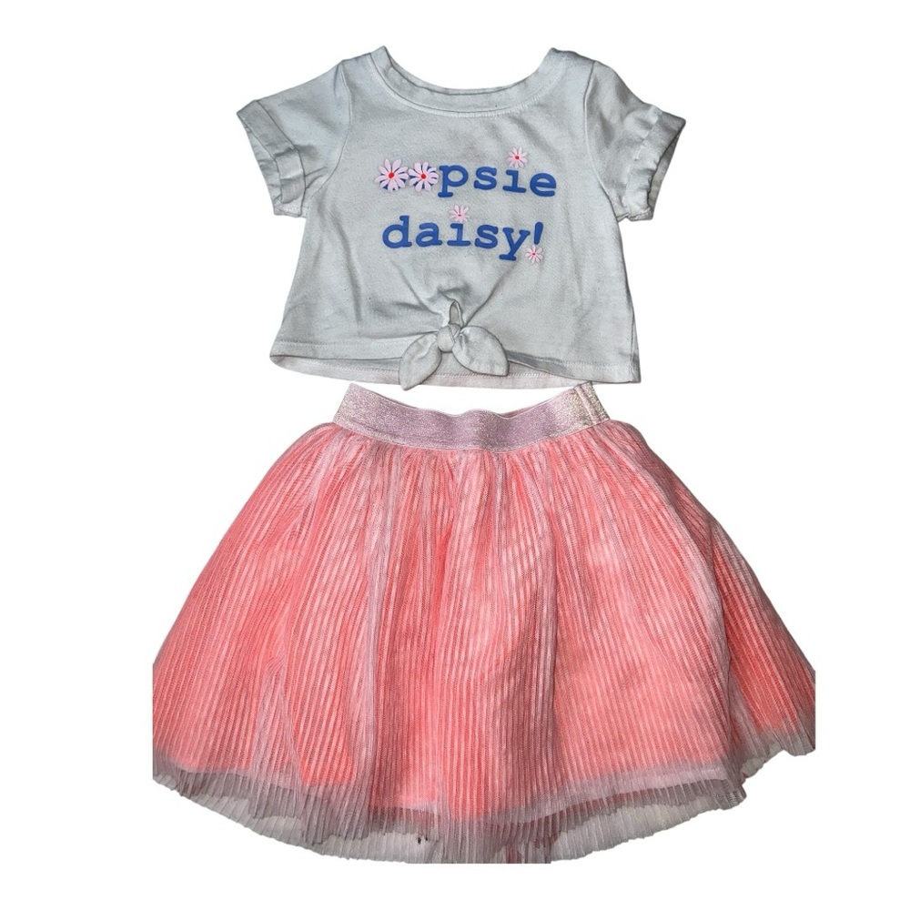 Cat & Jack Oopsie Daisy T-Shirt and Pink Tulle Skirt Set